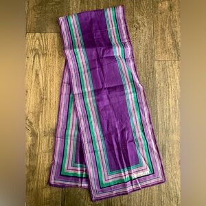 Oscar de la Renta Purple and Green Striped Scarf